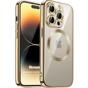 Apple iPhone 14 Pro Kılıf Magsafe Luxury Electroplate Gold