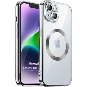 Apple iPhone 14 Kılıf Magsafe Luxury Electroplate Gümüş
