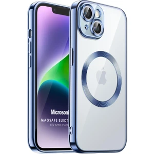 Apple iPhone 13 Kılıf Magsafe Luxury Electroplate Mavi