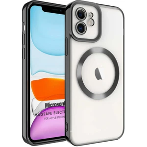 Apple iPhone 11 Kılıf Magsafe Luxury Electroplate Siyah
