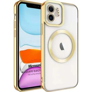 Apple iPhone 11 Kılıf Magsafe Luxury Electroplate Gold