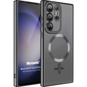 Samsung Galaxy S23 Ultra Kılıf Magsafe Luxury Electroplate Siyah