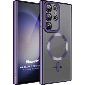 Samsung Galaxy S23 Ultra Kılıf Magsafe Luxury Electroplate Mor