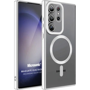 Samsung Galaxy S23 Ultra Kılıf Magsafe Luxury Electroplate Gümüş
