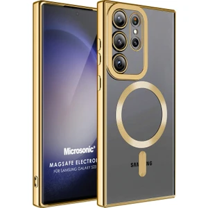 Samsung Galaxy S23 Ultra Kılıf Magsafe Luxury Electroplate Gold