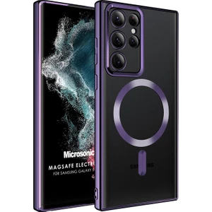 Samsung Galaxy S22 Ultra Kılıf Magsafe Luxury Electroplate Mor