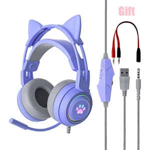 Nachtstern Mor Kızlar Kablolu Mikrofonlu Kulaklık Rgb Gürültü Azaltılmış Stereo Pc Kulaklık Kask Oyun Için Ps4 Xbox Tablet Kız Hediye (Yurt Dışından)