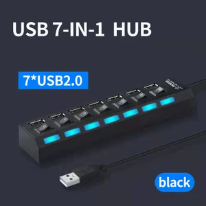 4/7 Port USB Hub 2.0 Çoklu USB Splitter Anahtarı Güç Adaptörü ile Dizüstü Bilgisayar Aksesuarları Için Çoklu Genişletici MacBook Splitter (Yurt Dışından)