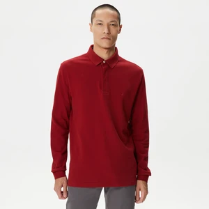 Erkek Bordo Slim Fit Uzun Kollu Polo Yaka T-Shirt K37015T.6VN