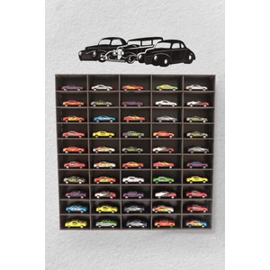 Ironika Hotwheels ve Matcbox Oyuncak Araba Rafı 1/64 Ahşap Hobi Araba Düzenleyici 50 Araba