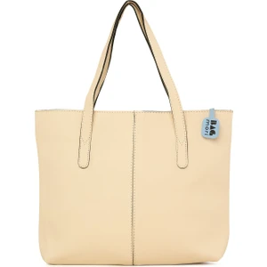 Krem Dokulu Omuz Askılı Tote Çanta