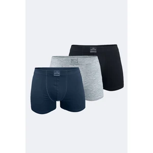 Erkek Siyah Gri Füme 3 Lü Pamuk Elastan Boxer 3M074