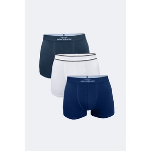 Erkek Beyaz Lacivert Füme 3 Lü Pamuk Elastan Boxer 3M075