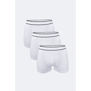 Erkek Beyaz 3 Lü Pamuk Elastan Boxer 3M075
