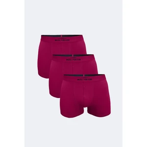 Erkek Bordo 3 Lü Pamuk Elastan Boxer 3M075