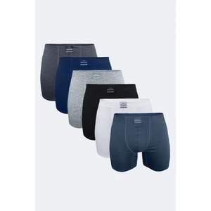 Erkek Karışık Renk 6 Lı Pamuk Elastan Uzun Boxer 6M073