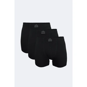 Erkek Siyah 3 Lü Pamuk Elastan Uzun Boxer 3M073