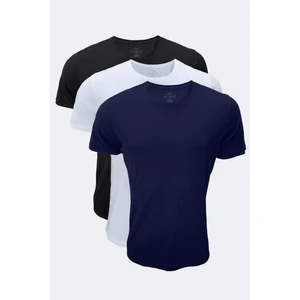 Erkek Siyah Beyaz Lacivert 3 Lü Paket Yuvarlak Yaka İnce Modal Tshirt 084