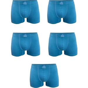 Erkek Mavi 5 Li Pamuk Elastan Boxer 5M074