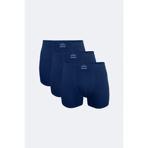 Erkek Lacivert 3 Lü Pamuk Elastan Uzun Boxer 3M073