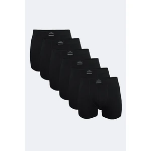 Erkek Siyah 6 Lı Pamuk Elastan Uzun Boxer 6M073