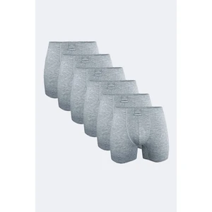 Erkek Gri 6 Lı Pamuk Elastan Uzun Boxer 6M073