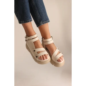 Dünya Shoes  Deri Kadın Sandalet