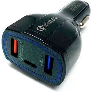 Btl Otomotiv Çift Girişli Araç Içi Hızlı Şarj Soketi 3.0 7A Siyah Type C Giriş