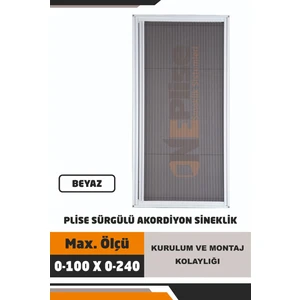 Plise Pileli Sürgülü Kapı Sinekliği ( Demir Kapı,pimapen Kapı)Kapı Için Sineklik En: 0-100 x Boy: 0-240)