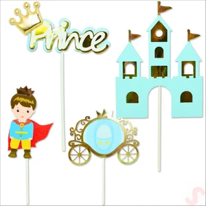 Süsle Bebek ve Parti Prens Pasta Süsü, 4'lü Set - Mavi