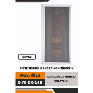 Plise Akordiyon Sineklik (Ahşap Pencere, Pimapen Pencere, Alüminyum Pencere) (En: 0-70 x Boy: 0-140)