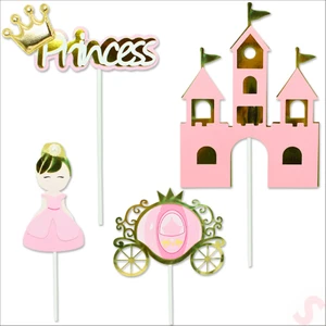Süsle Bebek ve Parti Prenses Pasta Süsü, 4'lü Set - Pembe