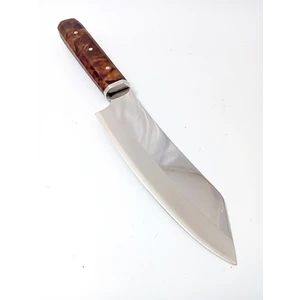 El Yapımı Ceviz Saplı Paslanmaz Çelikten  Şef Bıçağı Uzunluk 33 cm (Kutulu)