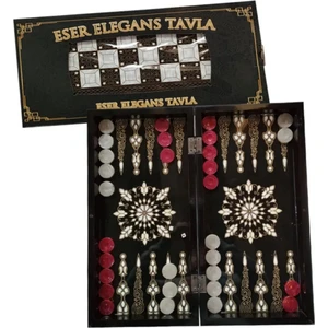 Elegans Büyük Boy Tavla Takımı Şık Tasarım 15 Parça Kaliteli Materyal ile