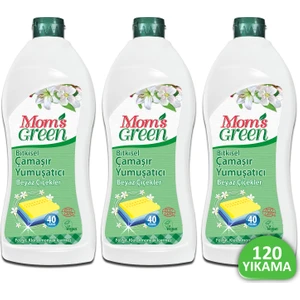 Mom's Green - 3'lü Set Bitkisel Çamaşır Yumuşatıcı - Beyaz Çiçekler (750 ml x 3 Adet)