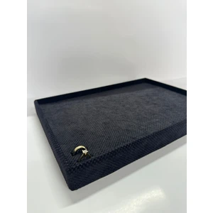 Megas Dekor Yerli Üretim Süet Kumaş Siyah Batırmalı Çekmeçe Içi Yüzük Tablası