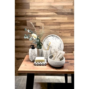 6'lı Mermer Desenli Beton Banyo Seti Tuvalet Wc Sıvı Sabunluk Diş Fırçalığı Aksesuar Takım