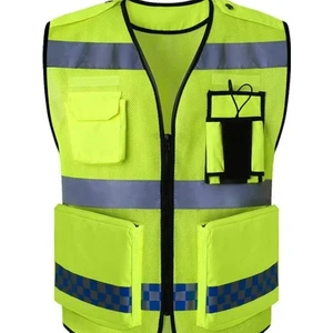 Motosiklet Reflektörlü Yelek Polyester Kumaş Çok Fonksiyonlu Cepler Motor Yelek Neon