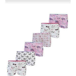 6'lı Baskılı Kız Çocuk Elastan Empirme Boxer Şort TTK0849