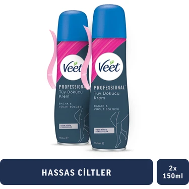 Veet Professional Tüy Dökücü Krem Sprey Bacak&Vücut Bölgesi Hassas Ciltler 150ml