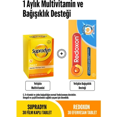 Supradyn+ Redoxon 1 Aylık Multivitamin ve Bağışıklık