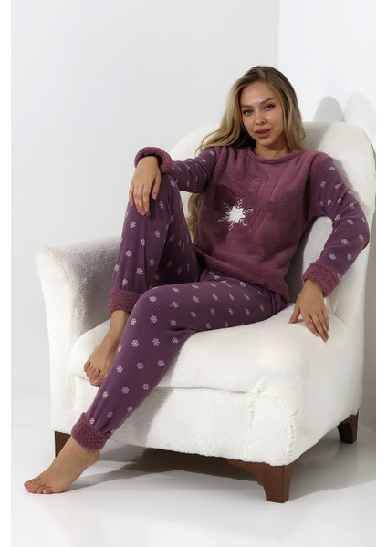 Fawn 5020 Peluş Welsoft Polar Kışlık Yumoş Kadın Pijama Takımı