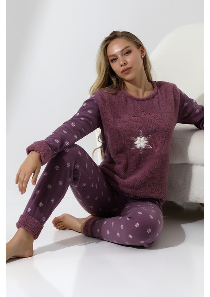 Fawn 5020 Peluş Welsoft Polar Kışlık Yumoş Kadın Pijama Takımı