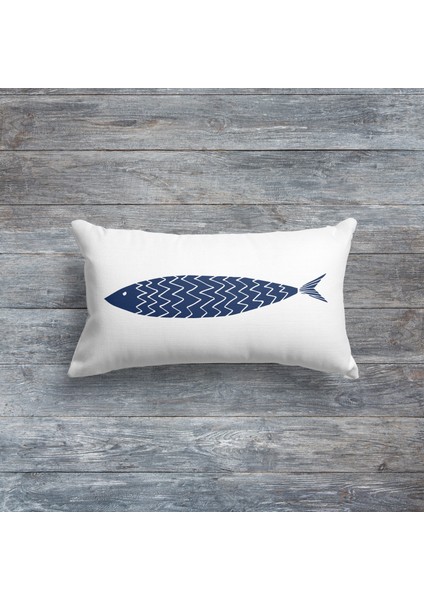 A Fish 30CM x 50CM / Marin Temalı Çift Taraflı Kırlent Kılıfı