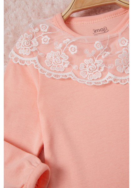 Somon Kız Bebek Dantel Yakalı Uzun Kol Çıtçıtlı Badi 16840 fiyatları