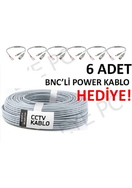 Bnc POWER+100 Metre cc Tv 2+1 Kablo 3ü Bir Arada Set Cctv Kamera Kablosu