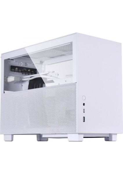 LIAN LI Q58 White Q58W4 Pcıe 4.0 Riser Kablolu Mesh Temperli Cam USB Type-C Beyaz Mini-Itx Kasa