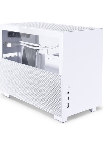 LIAN LI Q58 White Q58W4 Pcıe 4.0 Riser Kablolu Mesh Temperli Cam USB Type-C Beyaz Mini-Itx Kasa