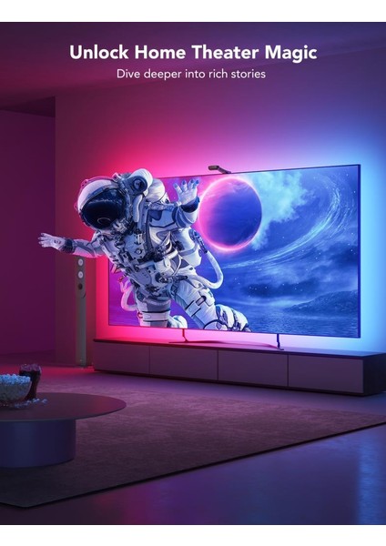 Envisual T2 TV Arkası Led Şerit Ambiyans Aydınlatma Tv Renk Senkronizasyonu 55-65 inc TV'ler ile Uyumludur