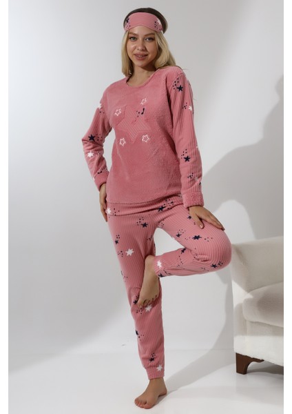 Fwn 5008 Peluş Welsoft Polar Kışlık Yumoş Kadın Pijama Takımı